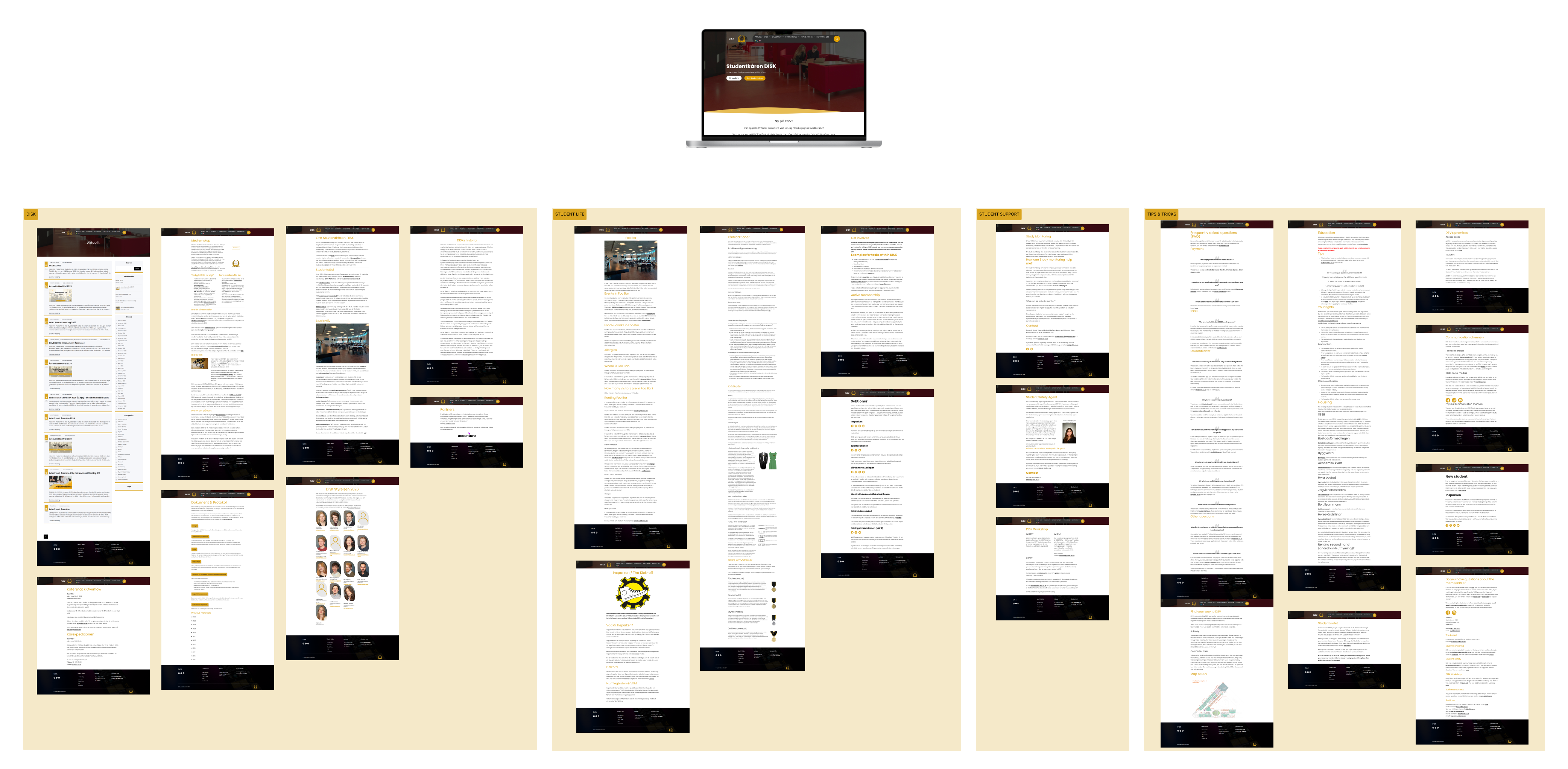 DISK studentkar page structure before redesign